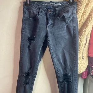 American eagle black ripped jeans